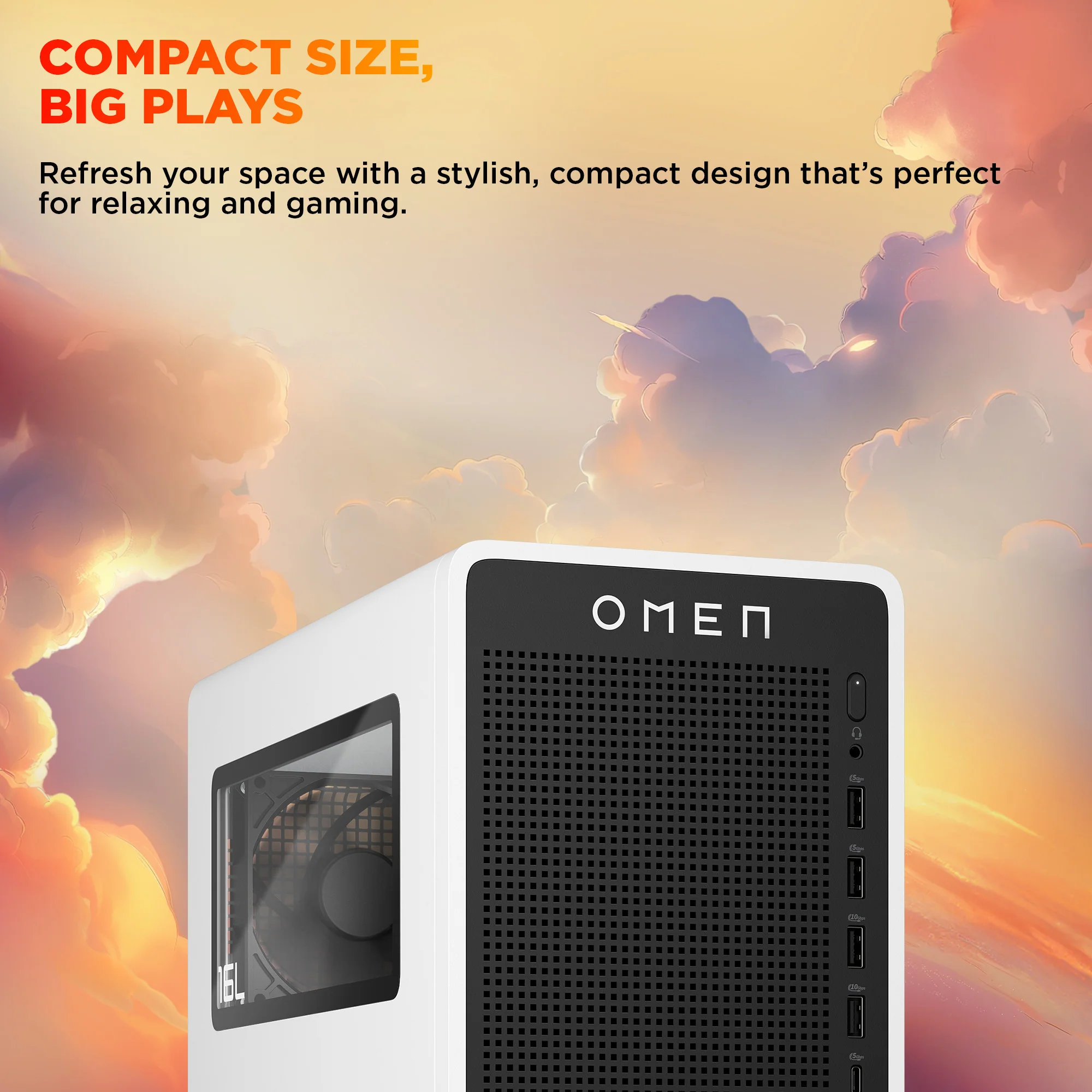 OMEN 16L Gaming Desktop TG03-0085t PC, Windows 11 Home, Intel® Core™ Ultra 7, 32GB RAM, 1TB SSD, NVIDIA® GeForce RTX™ 5060, Snow white
