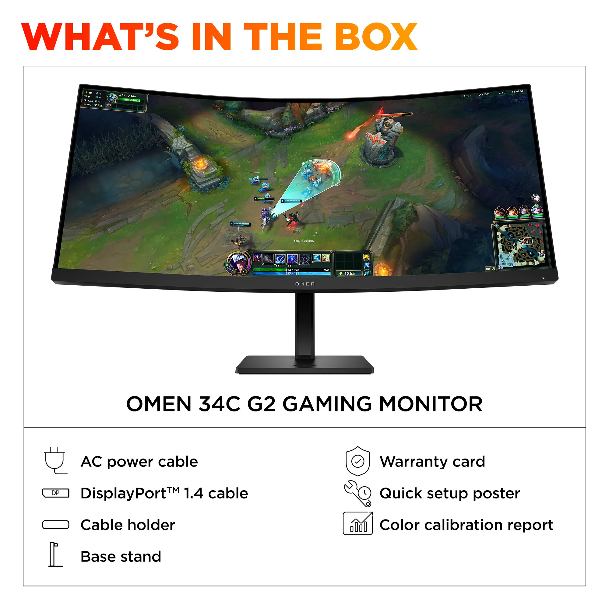 OMEN 34 inch WQHD 180Hz Curved Gaming Monitor - OMEN 34c G2